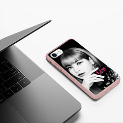 Чехол iPhone 7/8 матовый Blackpink Lisa Business card, цвет: 3D-светло-розовый — фото 2