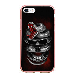 Чехол iPhone 7/8 матовый Snake skull, цвет: 3D-светло-розовый