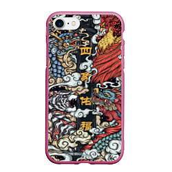 Чехол iPhone 7/8 матовый Japanese art, цвет: 3D-малиновый