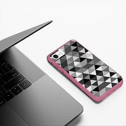 Чехол iPhone 7/8 матовый Геометрические фигуры треугольник, цвет: 3D-малиновый — фото 2