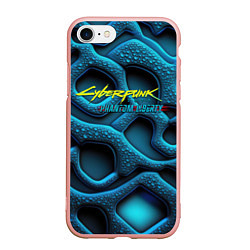 Чехол iPhone 7/8 матовый Cyberpunk 2077 phantom liberty blue abstract, цвет: 3D-светло-розовый