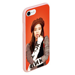 Чехол iPhone 7/8 матовый Blackpink Jennie in beret, цвет: 3D-светло-розовый — фото 2