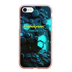 Чехол iPhone 7/8 матовый Cyberpunk 2077 phantom liberty blue abstract, цвет: 3D-светло-розовый