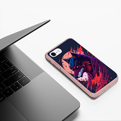Чехол iPhone 7/8 матовый Нейросетевой волк, цвет: 3D-светло-розовый — фото 2