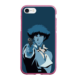 Чехол iPhone 7/8 матовый Spike Spiegel blue, цвет: 3D-малиновый