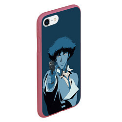 Чехол iPhone 7/8 матовый Spike Spiegel blue, цвет: 3D-малиновый — фото 2