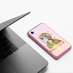 Чехол iPhone 7/8 матовый Девушка в профиль арт, цвет: 3D-малиновый — фото 2