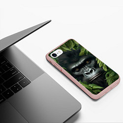 Чехол iPhone 7/8 матовый Горилла в джунгях, цвет: 3D-светло-розовый — фото 2