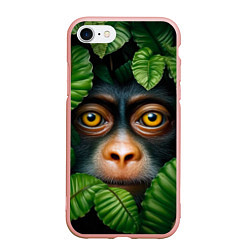 Чехол iPhone 7/8 матовый Черная обезьянка, цвет: 3D-светло-розовый