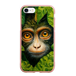 Чехол iPhone 7/8 матовый Обезьянка в джунгли, цвет: 3D-светло-розовый
