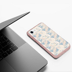 Чехол iPhone 7/8 матовый Паттерн листьев, цвет: 3D-светло-розовый — фото 2