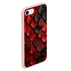 Чехол iPhone 7/8 матовый Кожаная красно черная текстура, цвет: 3D-светло-розовый — фото 2