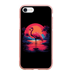 Чехол iPhone 7/8 матовый Розовый фламинго среди пальм, цвет: 3D-светло-розовый