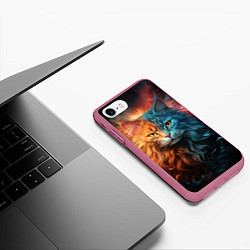 Чехол iPhone 7/8 матовый Сердитый котик, цвет: 3D-малиновый — фото 2