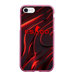 Чехол iPhone 7/8 матовый CSGO red abstract, цвет: 3D-малиновый