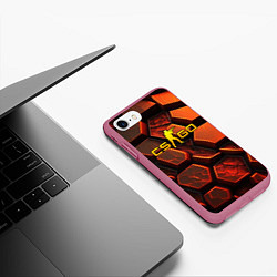 Чехол iPhone 7/8 матовый CS GO orange logo, цвет: 3D-малиновый — фото 2