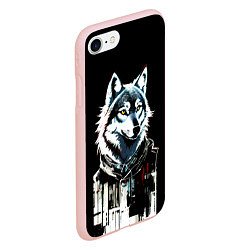 Чехол iPhone 7/8 матовый Волк - графика, цвет: 3D-светло-розовый — фото 2