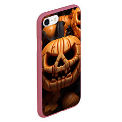 Чехол iPhone 7/8 матовый Pumpkin Halloween, цвет: 3D-малиновый — фото 2