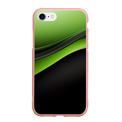 Чехол iPhone 7/8 матовый Black green abstract, цвет: 3D-светло-розовый