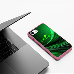 Чехол iPhone 7/8 матовый CS GO green abstract, цвет: 3D-малиновый — фото 2