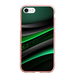 Чехол iPhone 7/8 матовый Black green line, цвет: 3D-светло-розовый