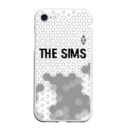 Чехол iPhone 7/8 матовый The Sims glitch на светлом фоне: символ сверху, цвет: 3D-белый