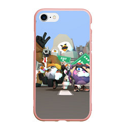 Чехол iPhone 7/8 матовый Chicken Gun Skibibi: Гарибальди и Мурка, цвет: 3D-светло-розовый