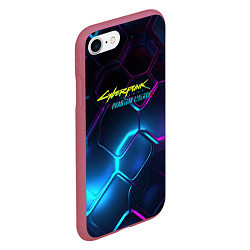 Чехол iPhone 7/8 матовый Neon cyberpunk logo, цвет: 3D-малиновый — фото 2