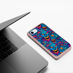 Чехол iPhone 7/8 матовый Неоновые монстры - graffiti art style pattern, цвет: 3D-светло-розовый — фото 2