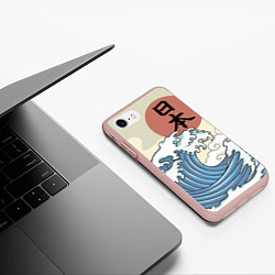 Чехол iPhone 7/8 матовый Япония море, цвет: 3D-светло-розовый — фото 2