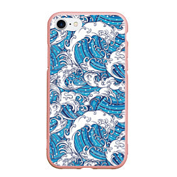 Чехол iPhone 7/8 матовый Sea waves, цвет: 3D-светло-розовый