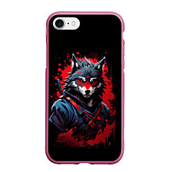 Чехол iPhone 7/8 матовый Волк-самурай, цвет: 3D-малиновый