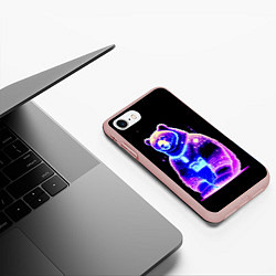 Чехол iPhone 7/8 матовый Космический светящийся мишка, цвет: 3D-светло-розовый — фото 2