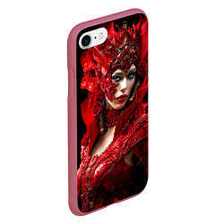 Чехол iPhone 7/8 матовый Красная королева, цвет: 3D-малиновый — фото 2