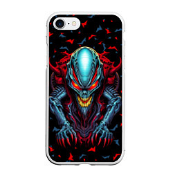 Чехол iPhone 7/8 матовый Инопланетный монстр, цвет: 3D-белый
