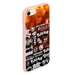 Чехол iPhone 7/8 матовый Огненные аниме паттерн, цвет: 3D-светло-розовый — фото 2