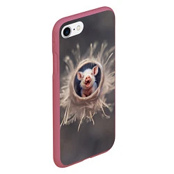 Чехол iPhone 7/8 матовый Мордочка забавного поросёнка, цвет: 3D-малиновый — фото 2