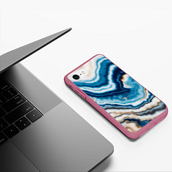 Чехол iPhone 7/8 матовый Разноцветная текстура океанического агата, цвет: 3D-малиновый — фото 2