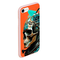 Чехол iPhone 7/8 матовый Art skull - irezumi - Japan, цвет: 3D-светло-розовый — фото 2