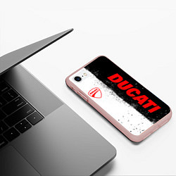 Чехол iPhone 7/8 матовый Ducati - двоичный, цвет: 3D-светло-розовый — фото 2