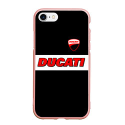 Чехол iPhone 7/8 матовый Ducati motors - черный, цвет: 3D-светло-розовый