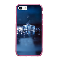 Чехол iPhone 7/8 матовый Кубики льда с дымком, цвет: 3D-малиновый