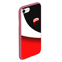 Чехол iPhone 7/8 матовый Ducati - красно-черный, цвет: 3D-малиновый — фото 2