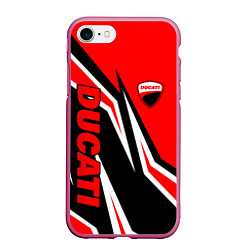 Чехол iPhone 7/8 матовый Ducati- red stripes, цвет: 3D-малиновый