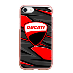 Чехол iPhone 7/8 матовый Ducati - red stripes, цвет: 3D-светло-розовый