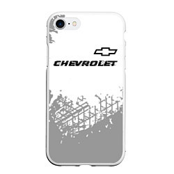 Чехол iPhone 7/8 матовый Chevrolet speed на светлом фоне со следами шин: си, цвет: 3D-белый