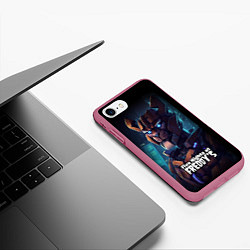 Чехол iPhone 7/8 матовый Five Nights at Freddys Bonnie cyberpunk, цвет: 3D-малиновый — фото 2