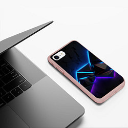 Чехол iPhone 7/8 матовый Неоновые объемные частицы, цвет: 3D-светло-розовый — фото 2