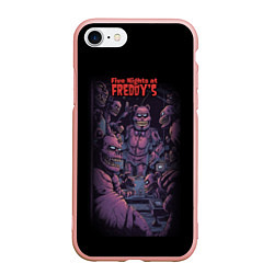 Чехол iPhone 7/8 матовый Five Nights at Freddys poster, цвет: 3D-светло-розовый