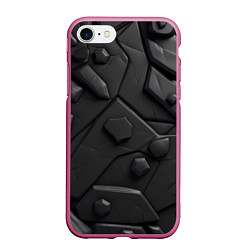 Чехол iPhone 7/8 матовый Черные объемные вставки, цвет: 3D-малиновый